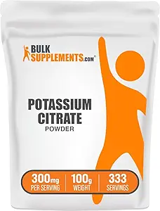 BulkSupplements.com Kalium-Zitrat-Pulver - Kalium-Ergänzung, Elektrolyt-Ergänzung - Rein, Glutenfrei - 310mg pro Servierung, Mehrere Servierungen (100 Gramm - 3,5 oz)