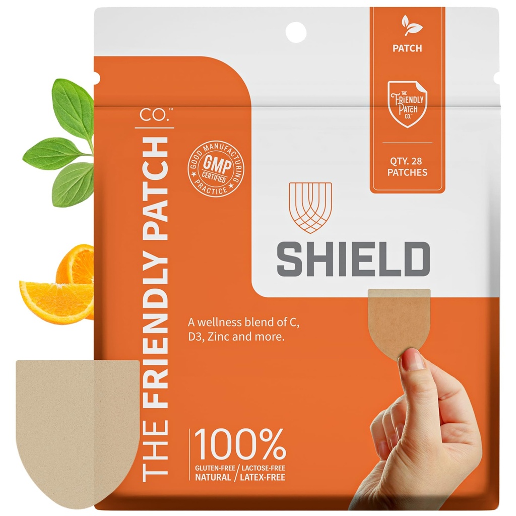 Der freundliche Patch Shield Immununterstützung Patch | Tragbare Immun Booster für Erwachsene mit Vitamin D3, C und Zink | 28 Immunität Boost Patches