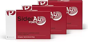 SiderAL Forte Iron Supplement und Vitamin C für Frauen und Männer - Premium-Eisen-Ergänzung für Eisenmangel und Anämie Unterstützung - Hohe Absorption - Gentle on The Stomach - Non-Constipating - 90 Caps