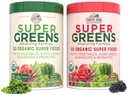 Country Farms Super Greens Power Pack, 50 Bio Super Foods, Greens Powder mit Probiotics für Gut Health & Bloating Relief, unterstützt Energie, Unflavored & Berry, 40 Servieren