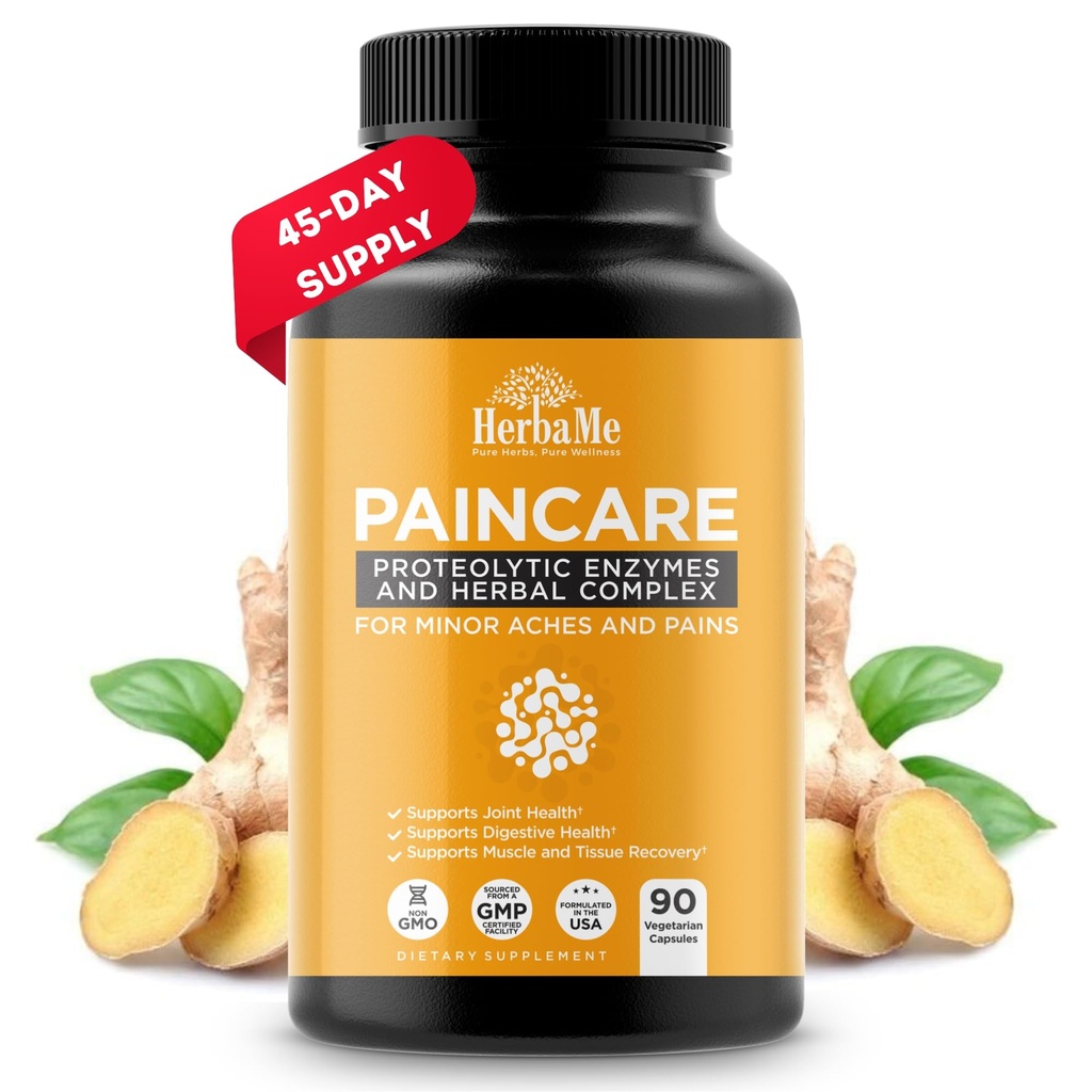 HerbaMe Proteolytic Enzymes Supplement mit Serrapeptase - Devils Claw, 90 Kapseln, fördert Gelenke Relief, Muskel- und Gewebegesundheit mit dauerhafter Mobilität, Athleten Post Workout Recovery Support