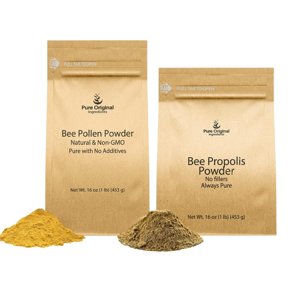 PURE ORIGINAL INGREDIENTS Bienen Pollen Pulver und Bienen Propolis Pulver Bundle, 1 lb Jeder, Keine Füllstoffe, Lab Verifiziert