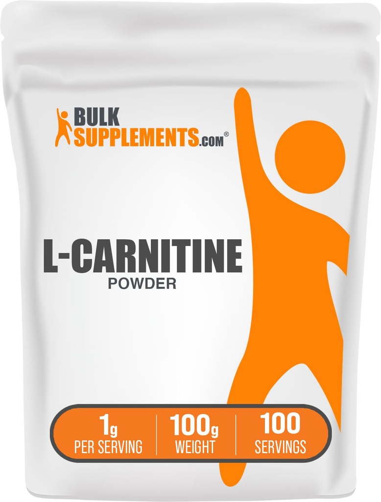 BulkSupplements.com L-Carnitine Powder - Carnitine Supplement, Amino Acid Supplement - Unflavored & Gluten Free, 1g per Serving, 100g (3.5 oz) (Pack of 1)