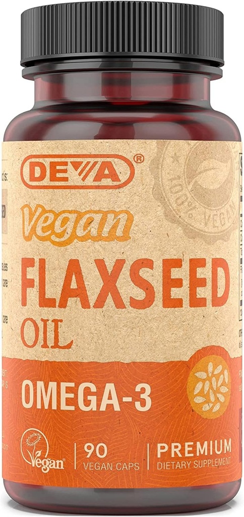 Deva Vegan Vitamine Flax Seed Oil, 500 MG, Vegan, 90 Vcap (4 Packung)