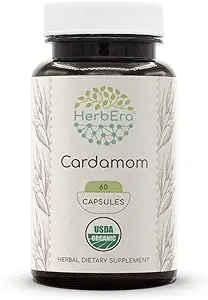 HerbEra Cardamom USDA Organic 60 Kapseln | Natürliche Kräuterergänzung | Zertifizierte organische vegetarische Kapseln und Organische Kardamom (Elettaria cardamomum) Getrocknetes Pod (60 Kapseln)