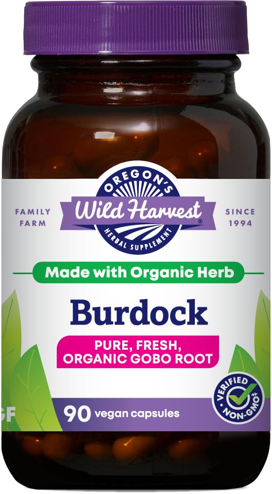 Oregon's Wild Harvest Burdock Organic Herbal Supplement Non GMO und Gluten Free | Vegan Kapseln, 90 Count