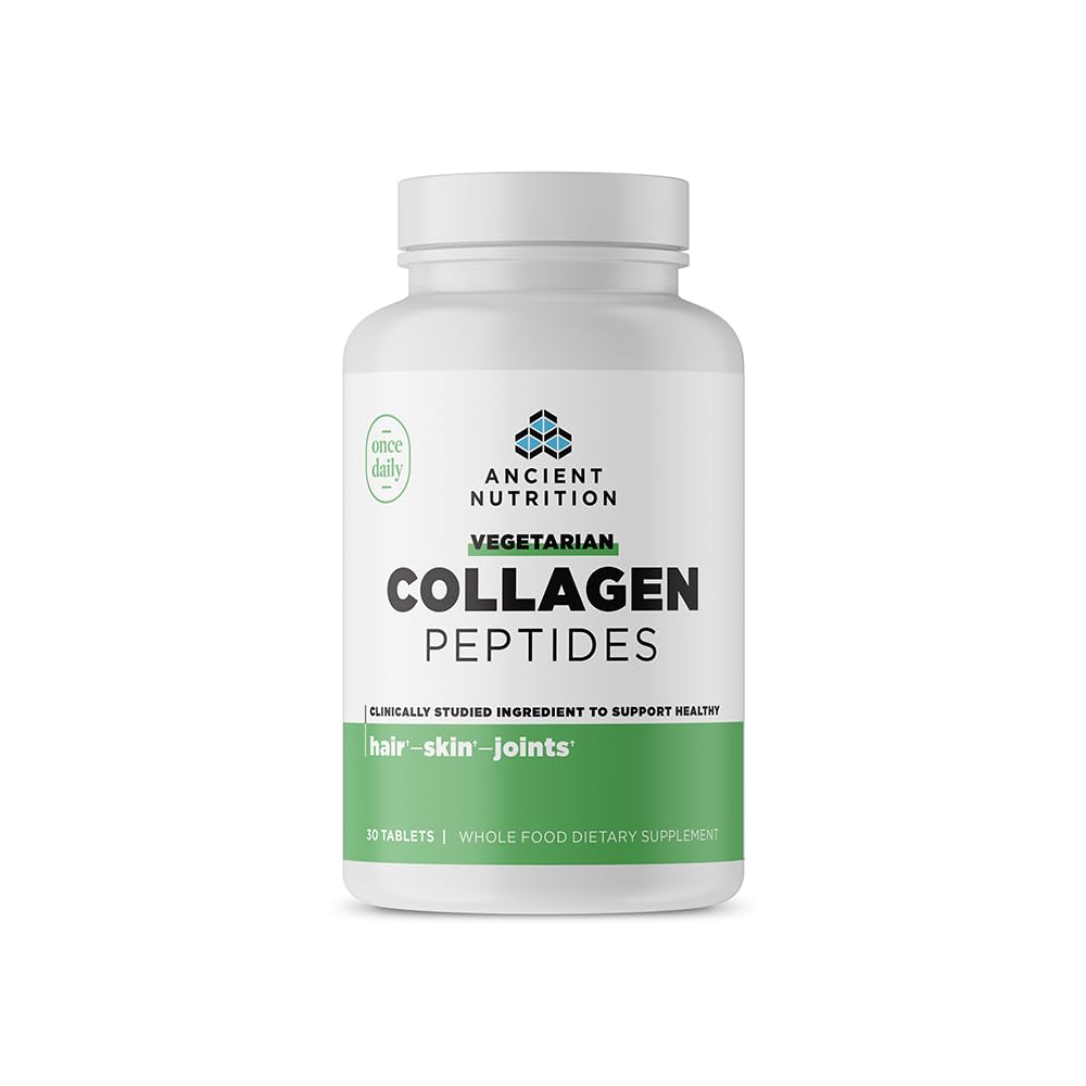 Antike Ernährung Vegetarische Collagen Peptide, Collagen Peptide Tabletten, Kollagen mit Präbiotika und Probiotika, Unterstützt gesunde Haut, Haar, Gelenke, Verdauung, vegetarische Kapseln, 30 Zähler