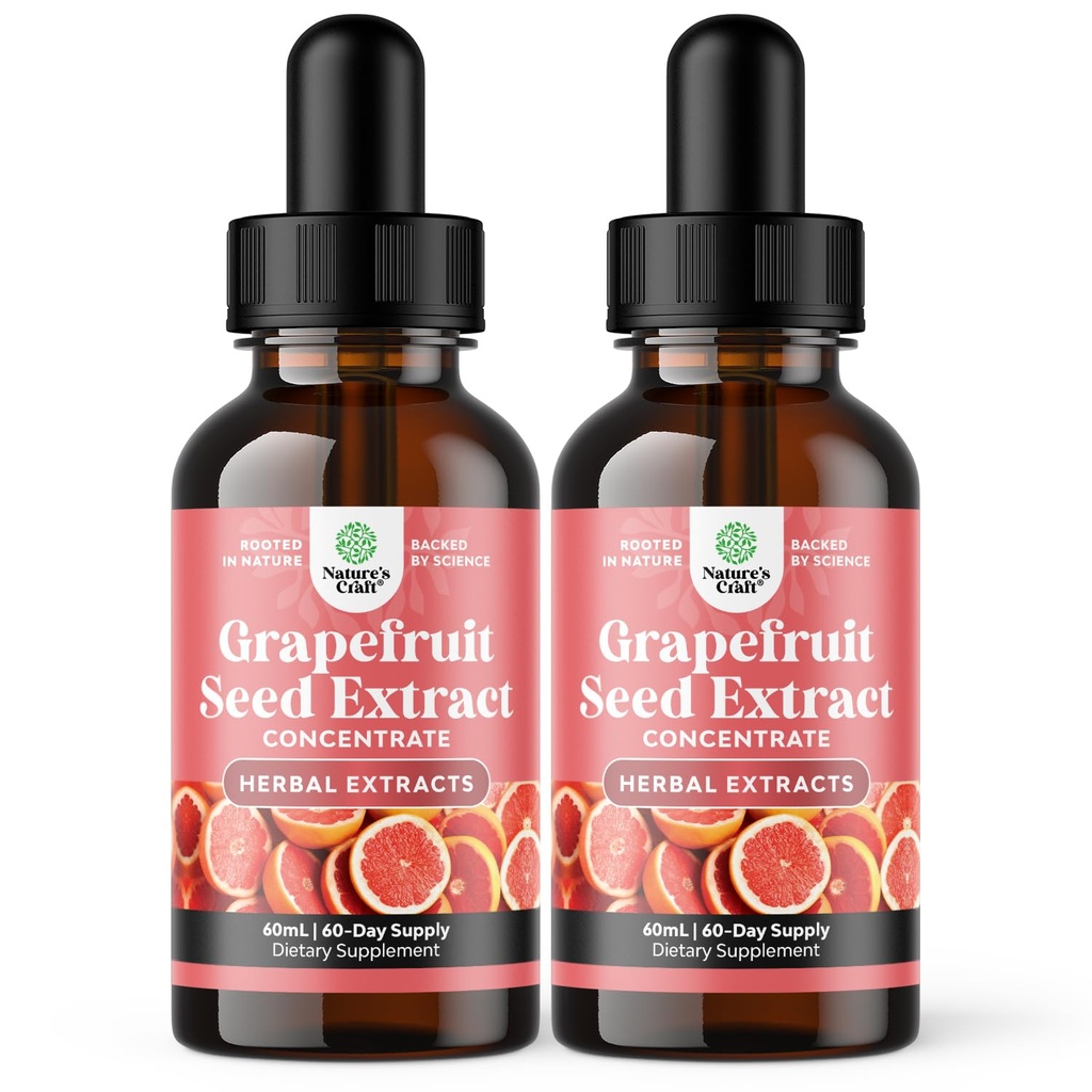 GSE Grapefruit Seed Extract Liquid - One Drop Daily - Super Concentrated Grape Seed Extract Liquid Drops Rich in Bioflavonoids & Polyphenole für Gut Health & Immune Support - 2 Pack Bundle - 120 Tage