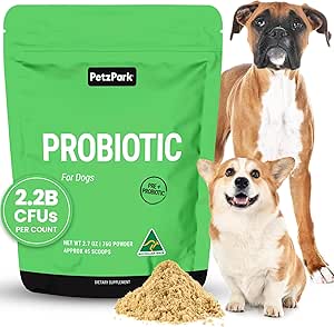 Probiotikum für Hunde - Grau-freie Verdauungsunterstützung Pulver für Durchfall, Bloating & Gas - fördert Immununterstützung und Mundgesundheit - Reduziert Schmerzlinderung, Allergien & Hefeinfektionen - 2,7 Unze - 45 Scoops