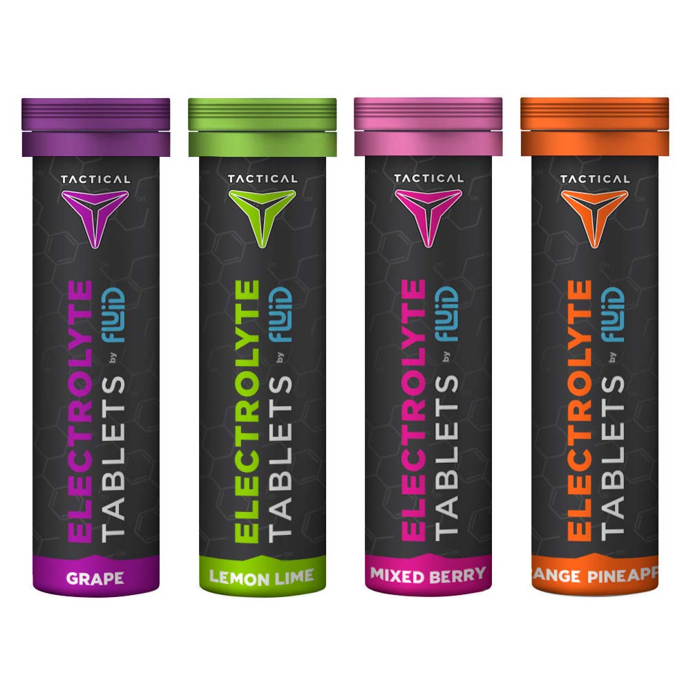Flüssige taktische Effervescent Hydration Tablets, Elektrolyt-Ersatz- und Dehydrierungsvorbeugung, 4 Pack, 40 Servierungen (Variety)