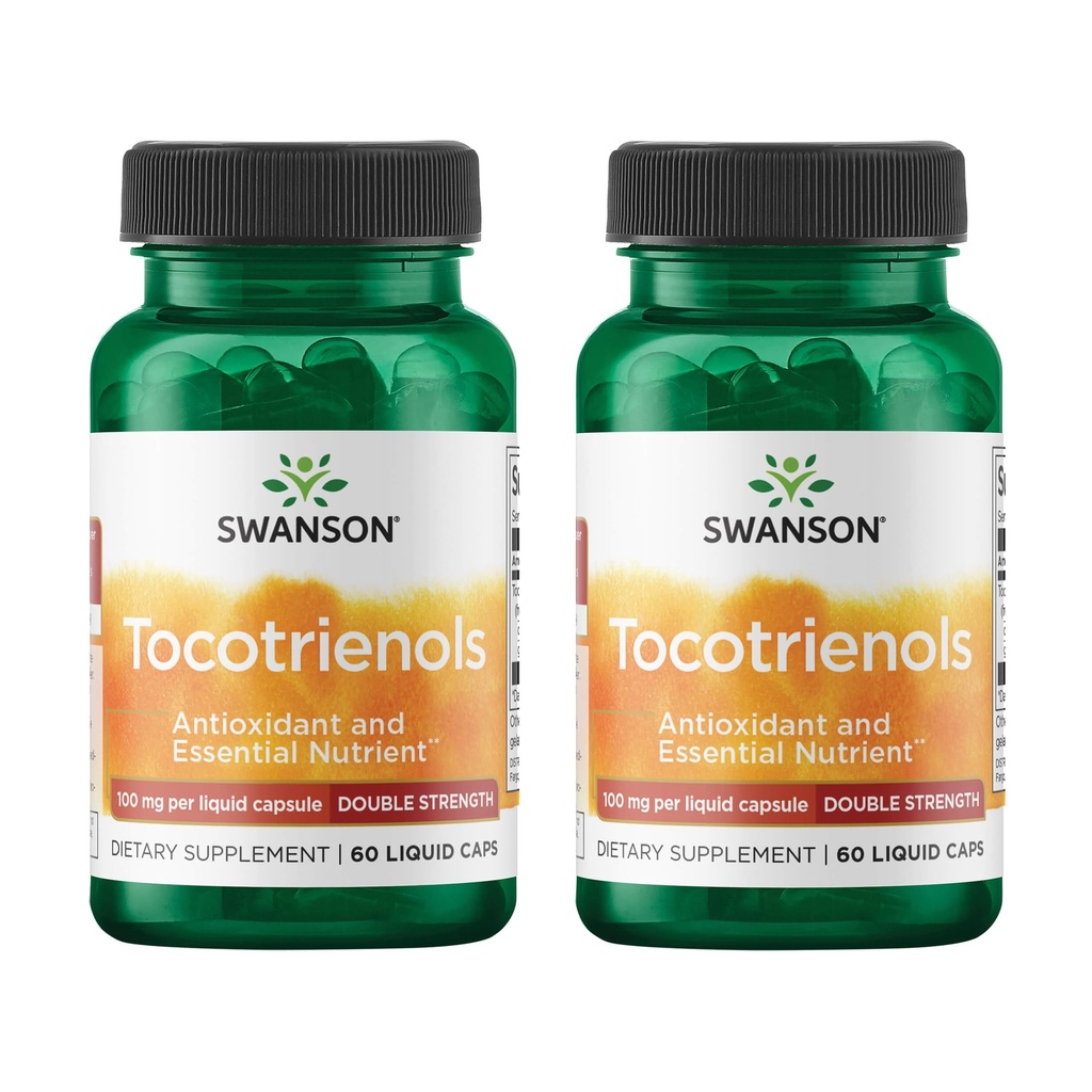 Swanson Double Strength Tocotrienols - Antioxidans - (60 Liquid Capsules, 100mg Jeder) 2 Pack
