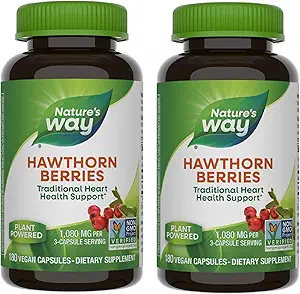 Nature's Way Herbal Hawthorn Beeren, Traditional Heart Health Support*, 180 Vegan Kapseln (Packaging May Vary) - 2 Pack
