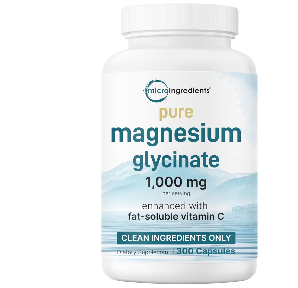 Pure Magnesium Glycinate 1000mg, 300 Kapseln | 100% Chelat für Max Absorption | Unterstützung für Schlaf, Muskel, Herz und Nerve Gesundheit | Verbessert mit Vitamin C | Nur verwendet aktive Inhaltsstoffe