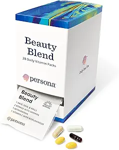 Persona Nutrition Beauty Blend Vitamin Pack für Haar, Haut und Nägel (28 Pack) – Inklusive Hyaluronsäure, Kollagen, Borage mit Safran & Vitamin C
