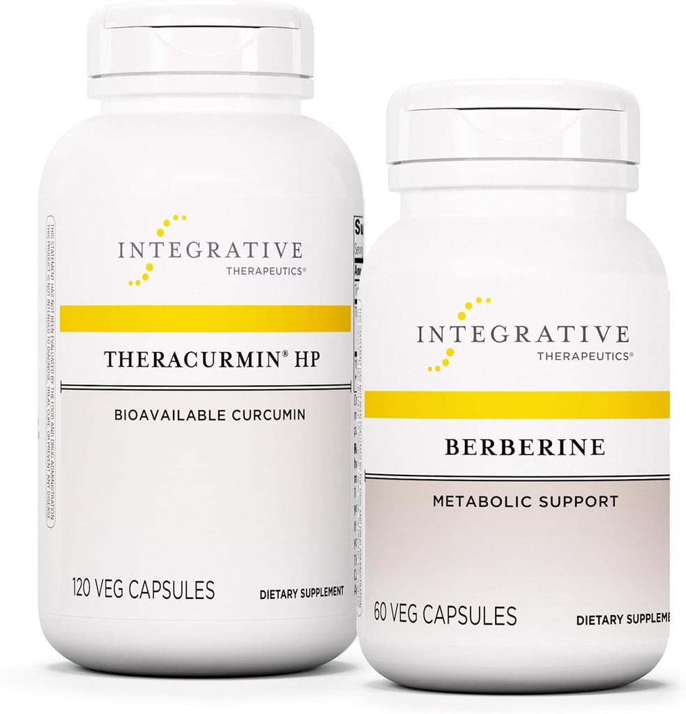 Integrative Therapie Bundle mit Berberine, 60 Kapseln & Theracurmin HP, 120 Kapseln - Berberine für Stoffwechselunterstützung* - Theracurmin Supplement Das ist 27x Mehr Bioverfügbar*