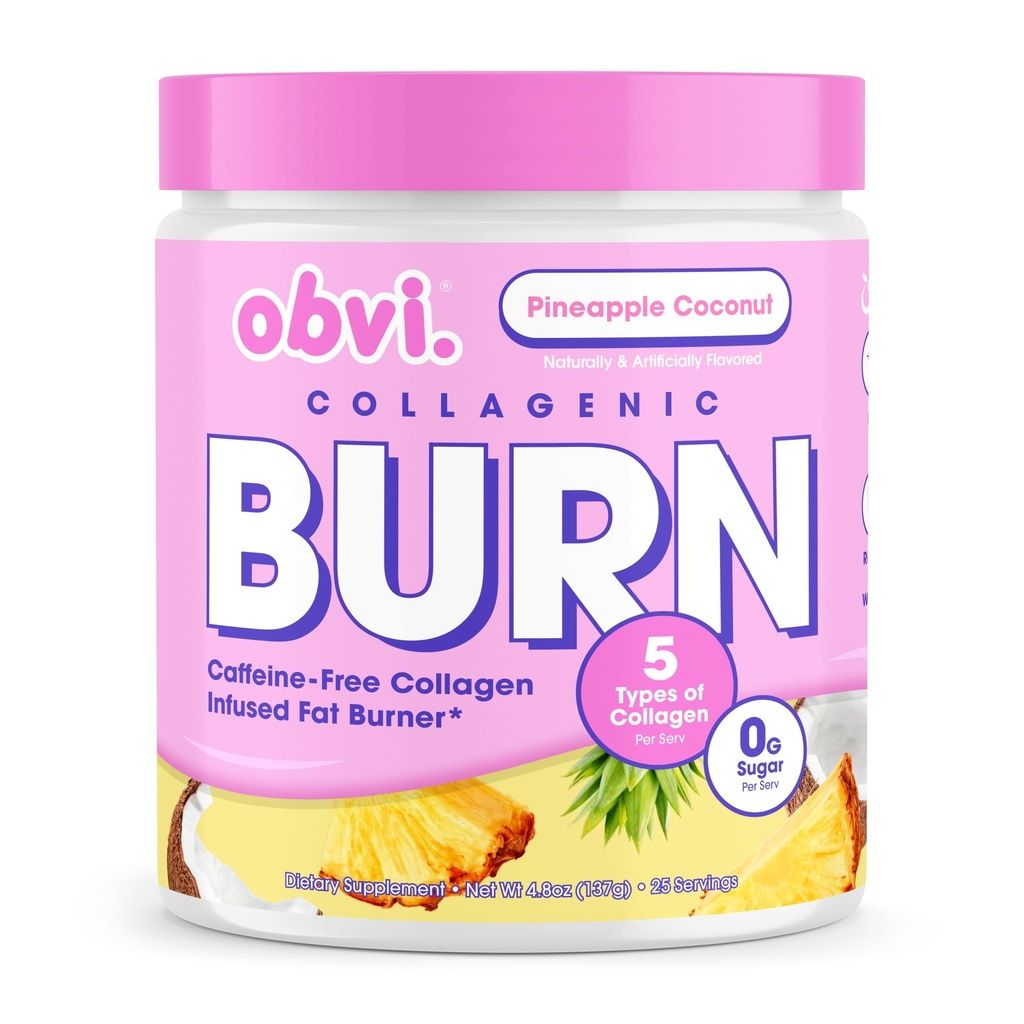 Obvi Collagenic Burn Powder | Multi-Collagen Peptide Mischung mit GBB, Ashwagandha & Green Coffee | Ananas Kokosnuss, 25 Portionen