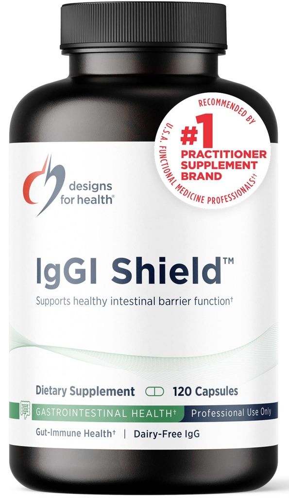 Designs für die Gesundheit IgGI Shield - Gut Health & Immune Support Pulver mit Dairy-Free ImmunoLin Immunglobulin und NAG - Helfen Sie, Toxine zu binden und zu entfernen und die Darmbarriere zu stärken (120 Kapseln)