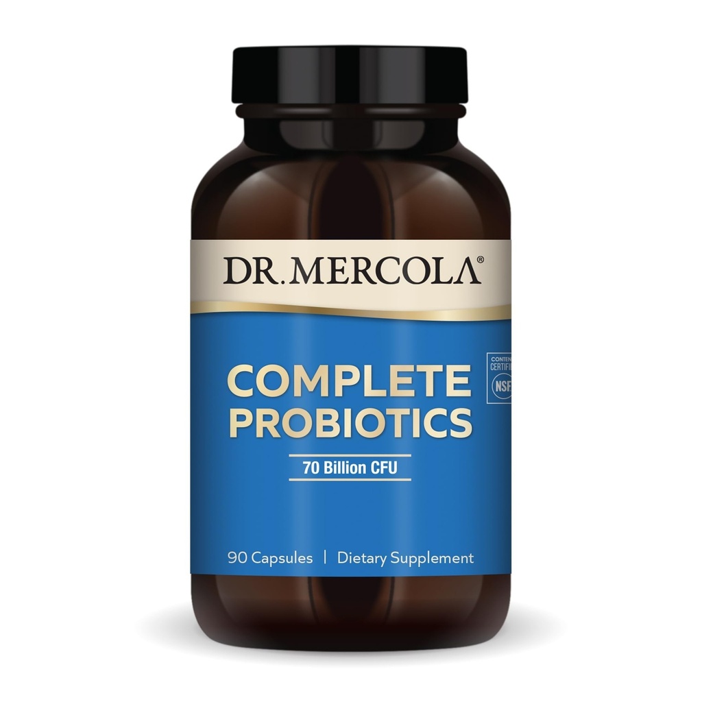 Dr. Mercola Complete Probiotics - 70 Billion CFU - Unterstützt Immun-, Verdauungs- und Gutgesundheit - Features 10 Strains - Shelf Stable - GMO-Free, Gluten-Free & Soy-Free - 90 Kapseln (90 Portionen)