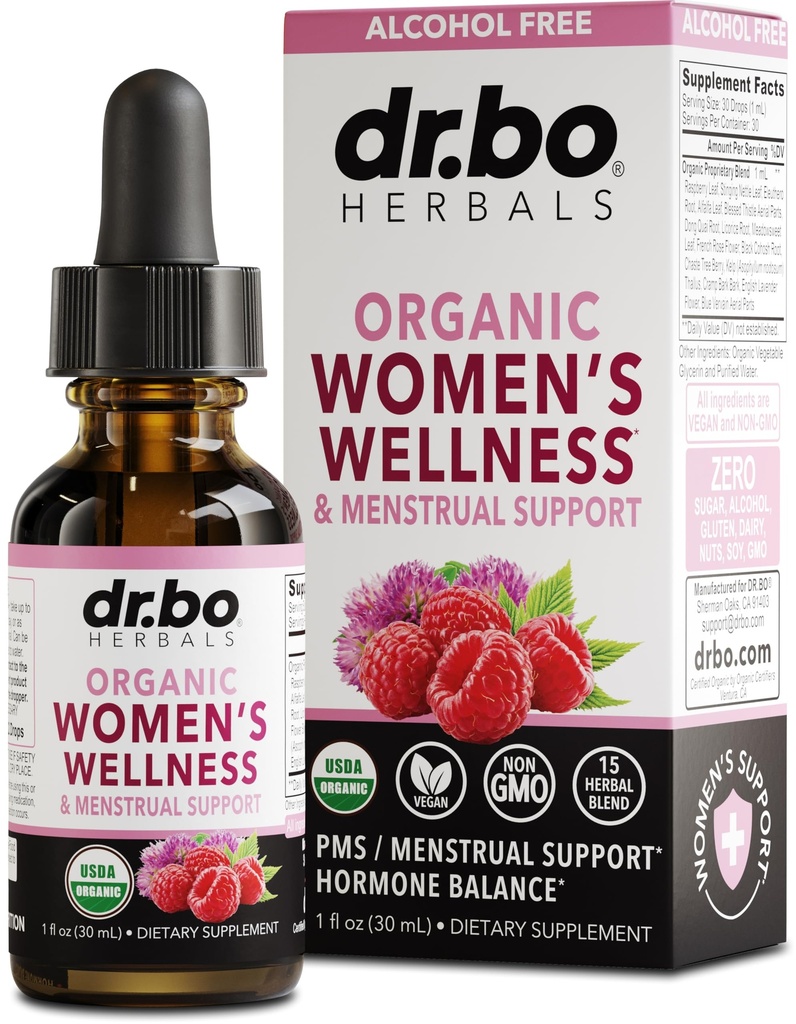 Hormon Balance für Frauen & PMS Relief - Frauen Wellness Organic Hormonal Balance Supplements Flüssige Tropfen & Menstruierende Cramp Periodenunterstützung - Himbeere Blatt, Chasteberry, Schwarze Cohosh Ergänzung 1 Oz
