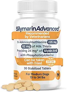 Liver Health Supplement for Medium Dogs - Milk Thistle for Dogs Liver Support with S-Adenosylmethionine (Same) & Silybin - 30 Tablets
