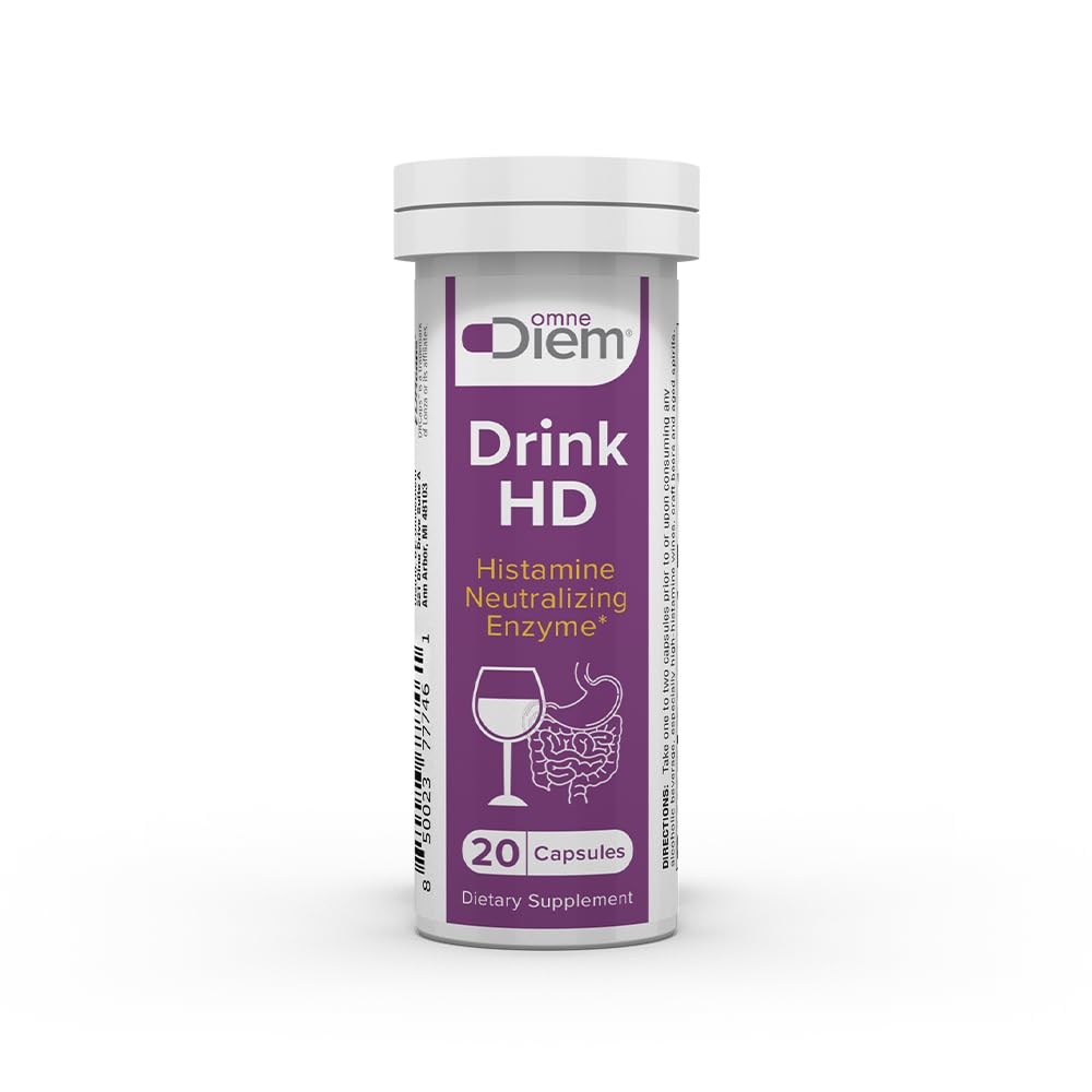 OmneDiem Drink HD Nahrungsergänzung: Natürliches Histamin Neutralisation & Digesting Enzym – Diamine Oxidase DAO, 20 Kapseln