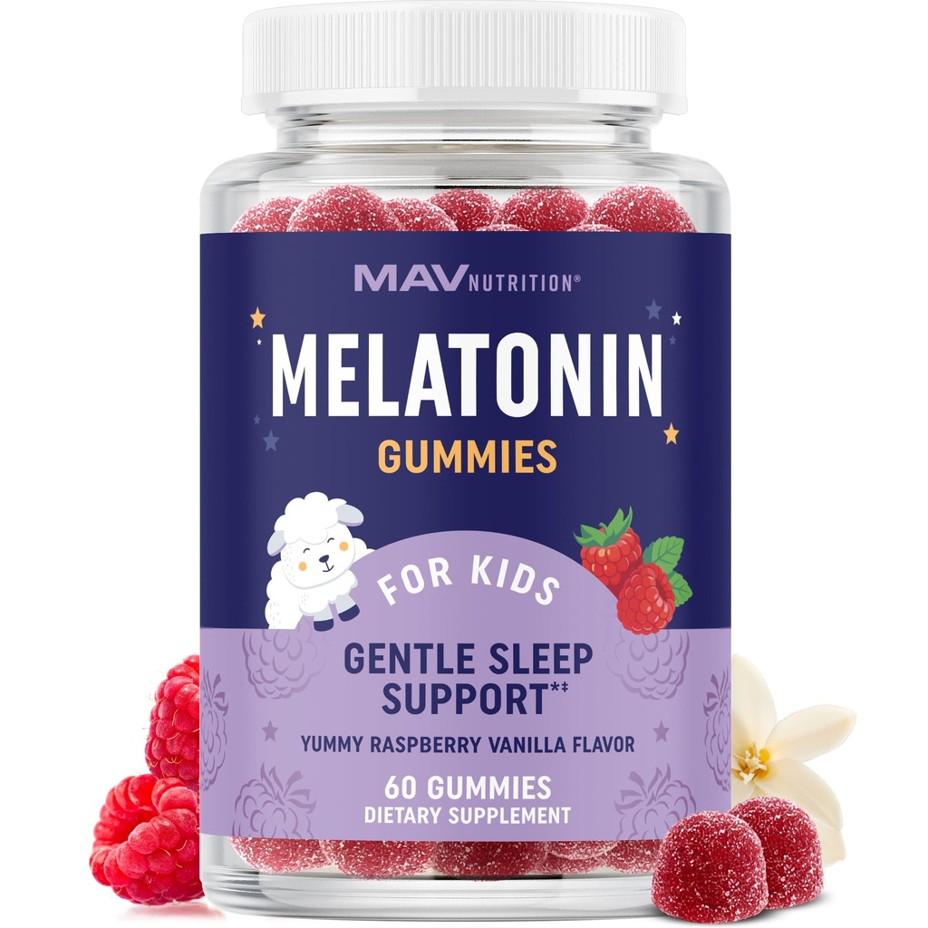 Melatonin Gummi für Kinder | 0.5mg pro Gummy | Gentle Rest Unterstützung für Kinder Alter 2+ | Low-Dose Chewable Rest Aid für Kinder | mit Lemon Balm & Chamomile | Non-GMO, Third-Party getestet 60ct