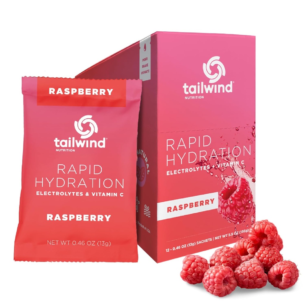 Tailwind Nutrition Rapid Hydration, Elektrolyt & Hydration Pulver, Vitamin C & Sea Salt Übung Workout Mix, Raspberry, Packung mit 12 Sticks