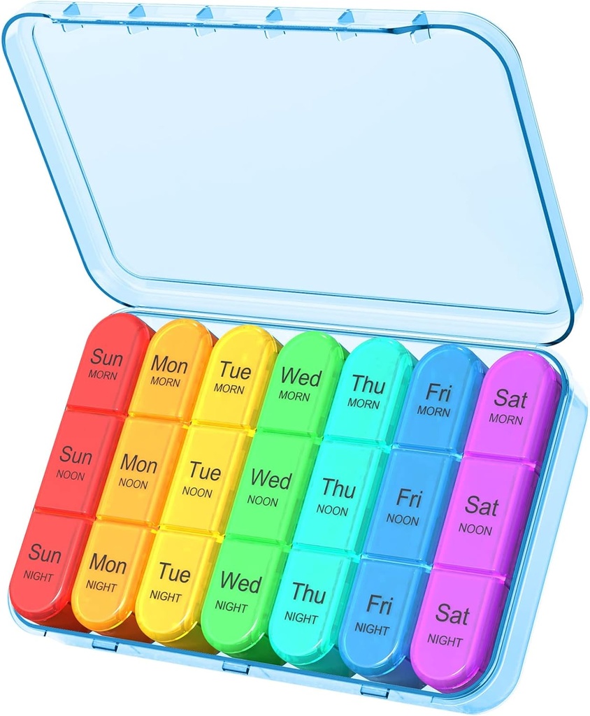 Daviky Pill Organizer Reisen, Wöchentliche Pille Organizer 3 Mal pro Tag, Pille Box 7 Tag, Pillen-Fälle Organizer 7 Tage, Tägliche Pille Box Organizer, Medizin Organizer, Vitamine und Medikamente zu halten (blau)