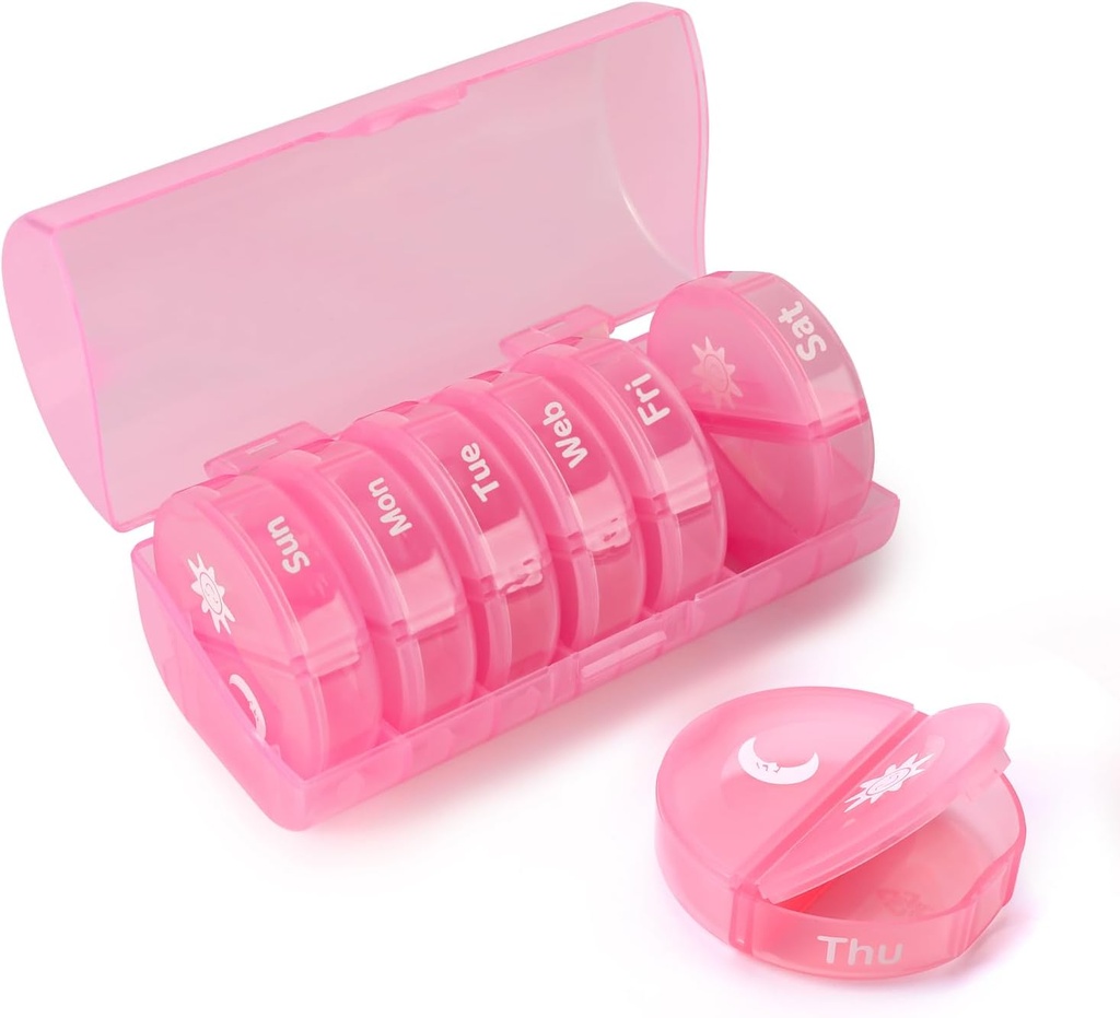 Wöchentliche Pille Organizer 2 Mal pro Tag, Reise Pille Box 7 Tag, PM zweimal pro Tag Pille Fall, Tragbare tägliche Vitamin Organizer für Medikamente, Vitamine, Fischöl, Nahrungsergänzungsmittel