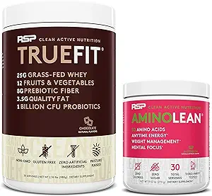RSP NUTRITION TrueFit Protein Powder (Chocolate 2 LB) mit AminoLean Pre Workout Energy (Watermelon 30 Servings)