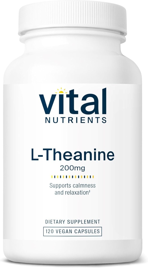 Vital Nährstoffe L-Theanine 200mg | Vegan-Ergänzung | L Theanine-Ergänzung unterstützt normale Niveaus und kognitive Funktion* | Gluten, Dairy und Soy Free | 120 Kapseln