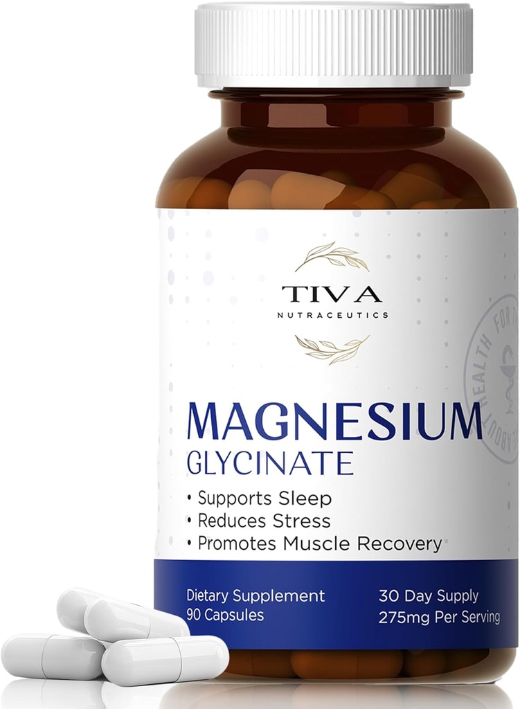 Magnesium Glycinat – Sanftes und hochgradig absorbierbares Magnesium für Schlaf, Muskelentspannung & Herzgesundheit | Chelat Magnesium Complex for Energy & Bone Support | 90 Kapseln