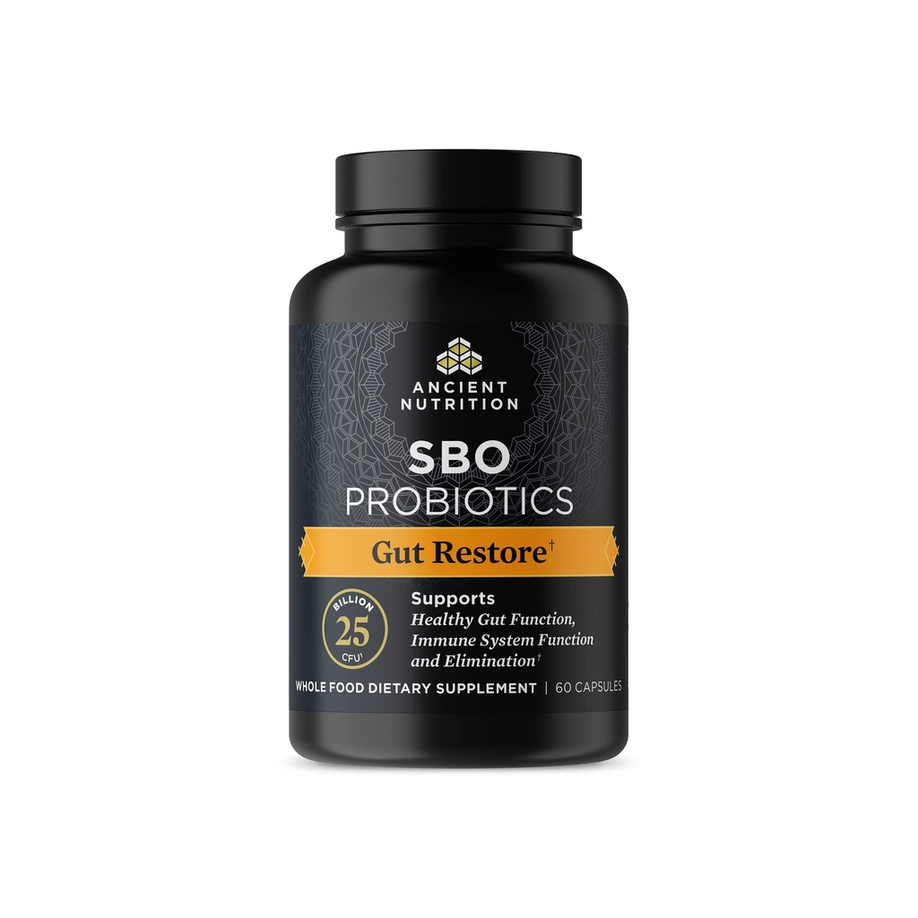 Antike Ernährungsprobiotika, SBO Probiotics Gut Restore 60 Ct, fördert Gut Gesundheit, Verdauungs- und Immununterstützung, Glutenfrei, Antike Superfood-Mischung, 25 Billion CFUs* pro Servierung