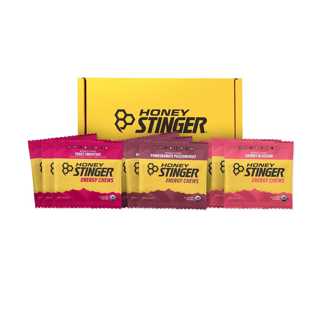 Honey Stinger Organic Energy Chew Variety Pack | 3 Pack Jedes Obst Smoothie, Granatapfel Passionfruit und Kirschblüten | Glutenfrei & Caffeine Kostenlose | Sporternährung für alle Übungen