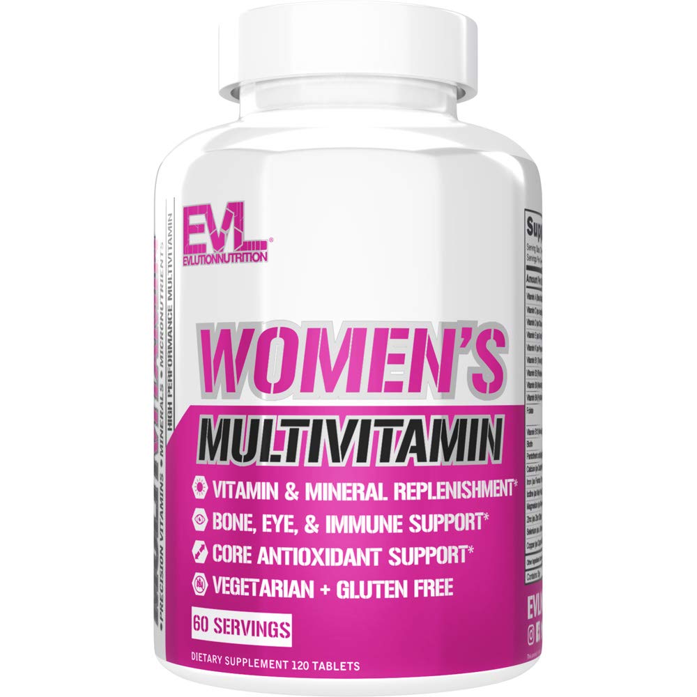 Evlution Nutrition Women's Multivitamin - Full Spectrum Vitamins & Minerals, Immungesundheit, Vitamin C & D, Eisen, Zink, Antioxidantien & Bioflavonoide, Haut, Haar, Knochen, Augengesundheit, 120 Tabletten, 60 Tage
