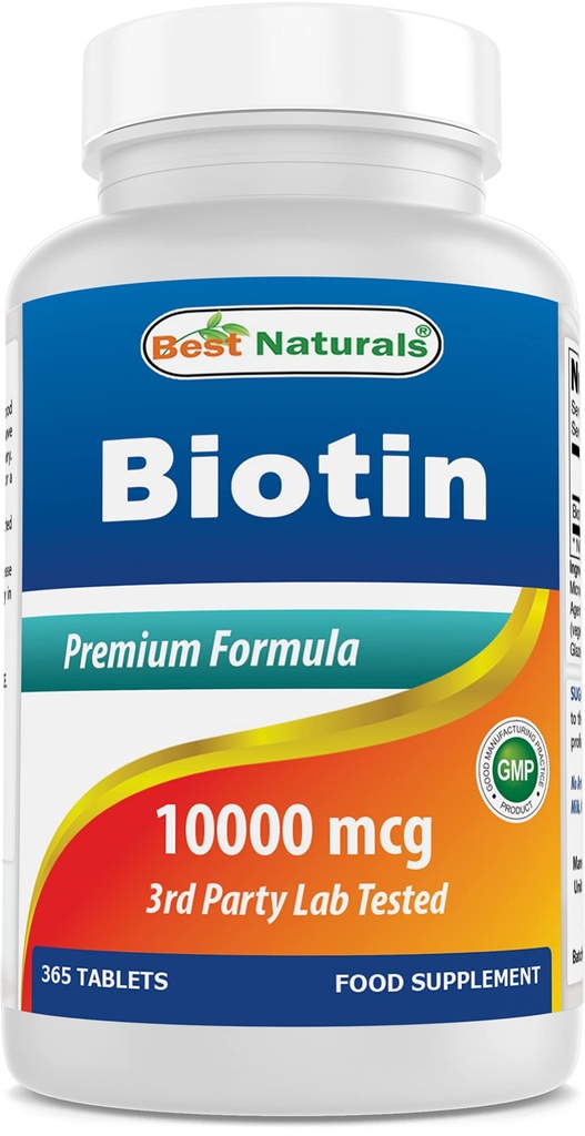 Best Naturals Biotin (auch genannt Vitamin B7), 10.000 mcg 365 Tabletten (365 Zähler (Pack von 1))