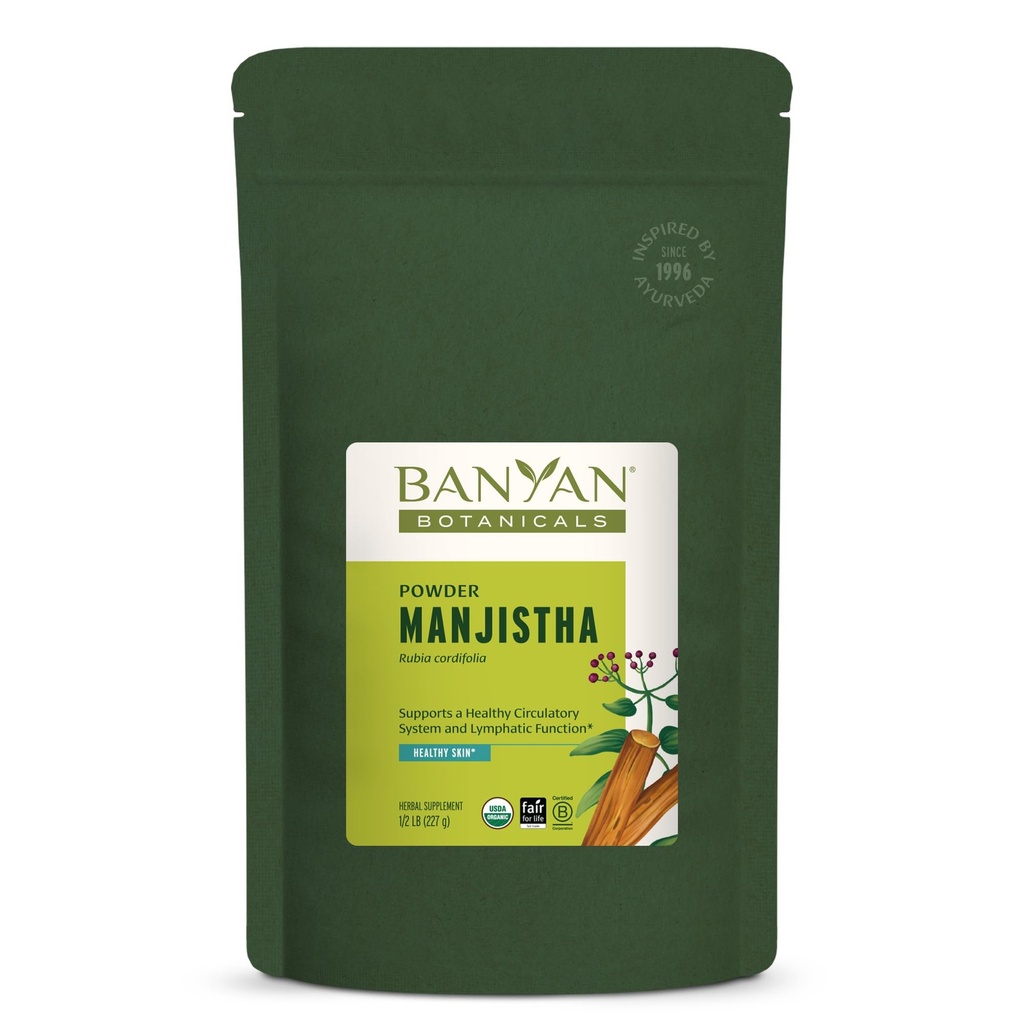 Banyan Botanicals Manjistha Powder – Organic Manjistha Supplement – Ayurvedic Blood Cleanse & Lymphatic System Support* – 1⁄2 lb. – Non-GMO Sustainable Sourced Certified Fair for Life Fair Trade