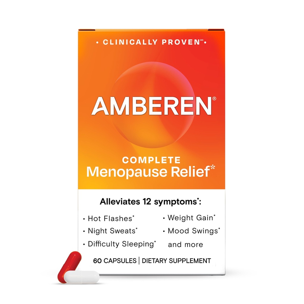 Amberen Menopause Supplement für Frauen, 60 Kapseln, Klinisch bewiesen, hilft Hormon Balance zu unterstützen, Hilft Relieve 12 Menopause Symptome: Hot Flashes, Nachtschwärmer, Mood Swings und mehr