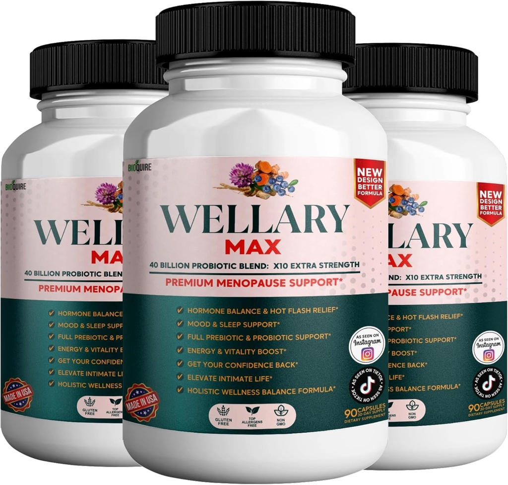 Wellary Max Menopause Support Supplement, 40 Billion CFU Probiotic Blend, 90 Kapseln (3)