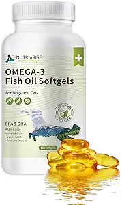 Omega 3 Fischöl für Hunde und Katzen, Hund und Katze Fisch Öl Tier Ergänzung, Haut und Mantel Ergänzung für Shedding, trockene juckende Haut und Allergien, reich an EPA & DHA mit Omega 3 Fettsäuren