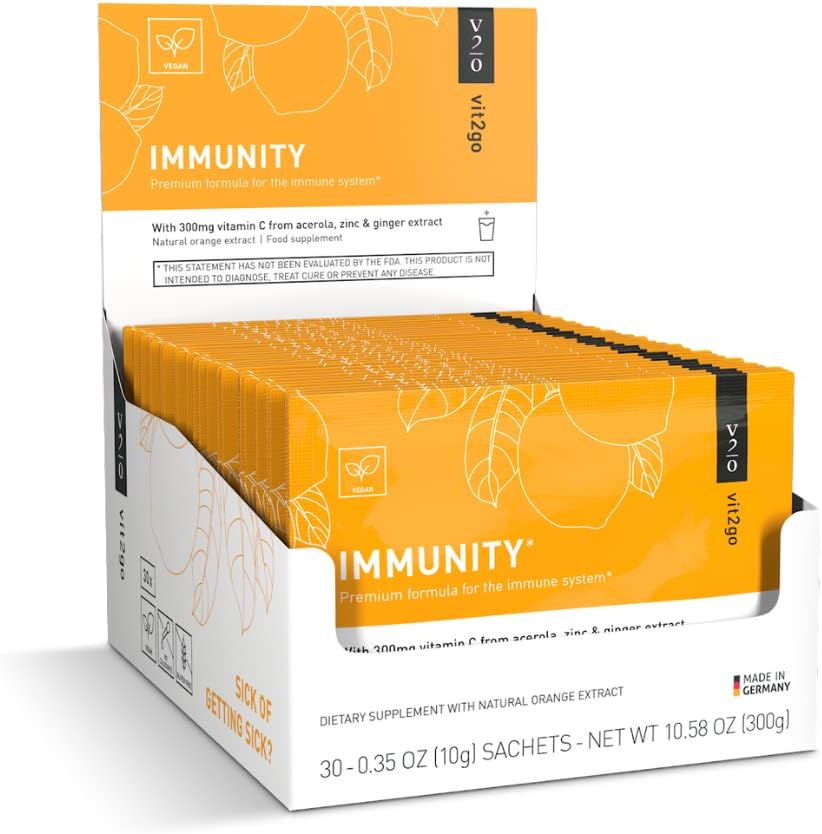Immunität Booster Pulver, einfach zu verwenden Vegan Immun Booster mit Vitamin D, A, B, C, & K, NRV Zink, Plus Ginger Extract (30 Pack)