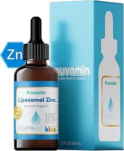 Nuvamin – Liquid Liposomal Zink Tropfen für Kleinkinder, Kinder, & Erwachsene, 2Fl.Oz (60ml), 240 Tägliche Servierung. Großer Geschmack - All Natural - Vegan - Superior Absorption, Zitronencreme Flavor