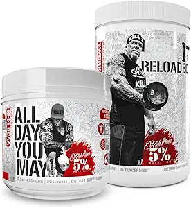 5% Ernährung Rich Piana Bundle | AllDayYouMay BCAA Powder + Kill It Reloaded High-Stim Pre-Workout (Fruit Punch)