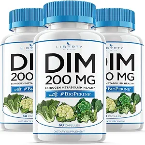 DIM Ergänzung 200mg - DIM Diindolyl Methan Plus BioPerine - Estrogen Balance, Hormon Menopause Relief, Akne Behandlung, Vegan - 180 Count