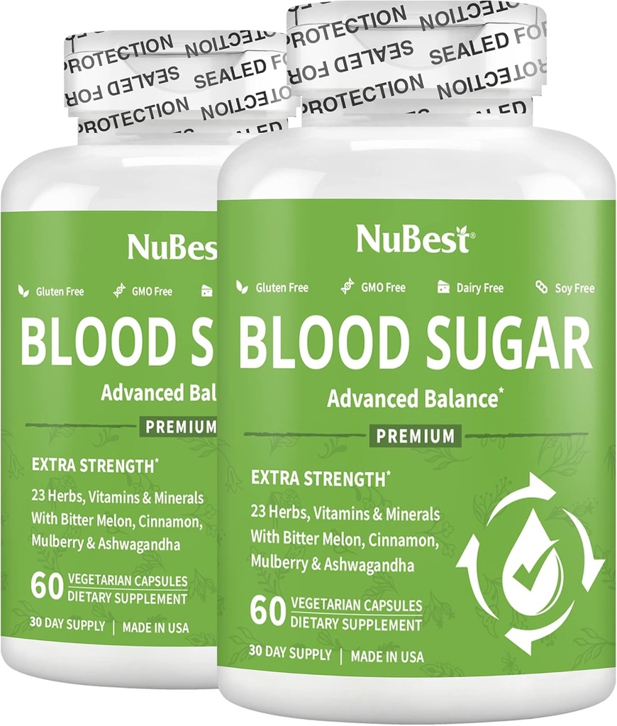 Blutzucker - Fortgeschrittene Formel mit Bitter Melon, Ashwagandha, Cinnamon, Chrom, Magnesium, Vitamine, Alpha Lipoic Acid, Cayenne Pepper & More | Pack 2