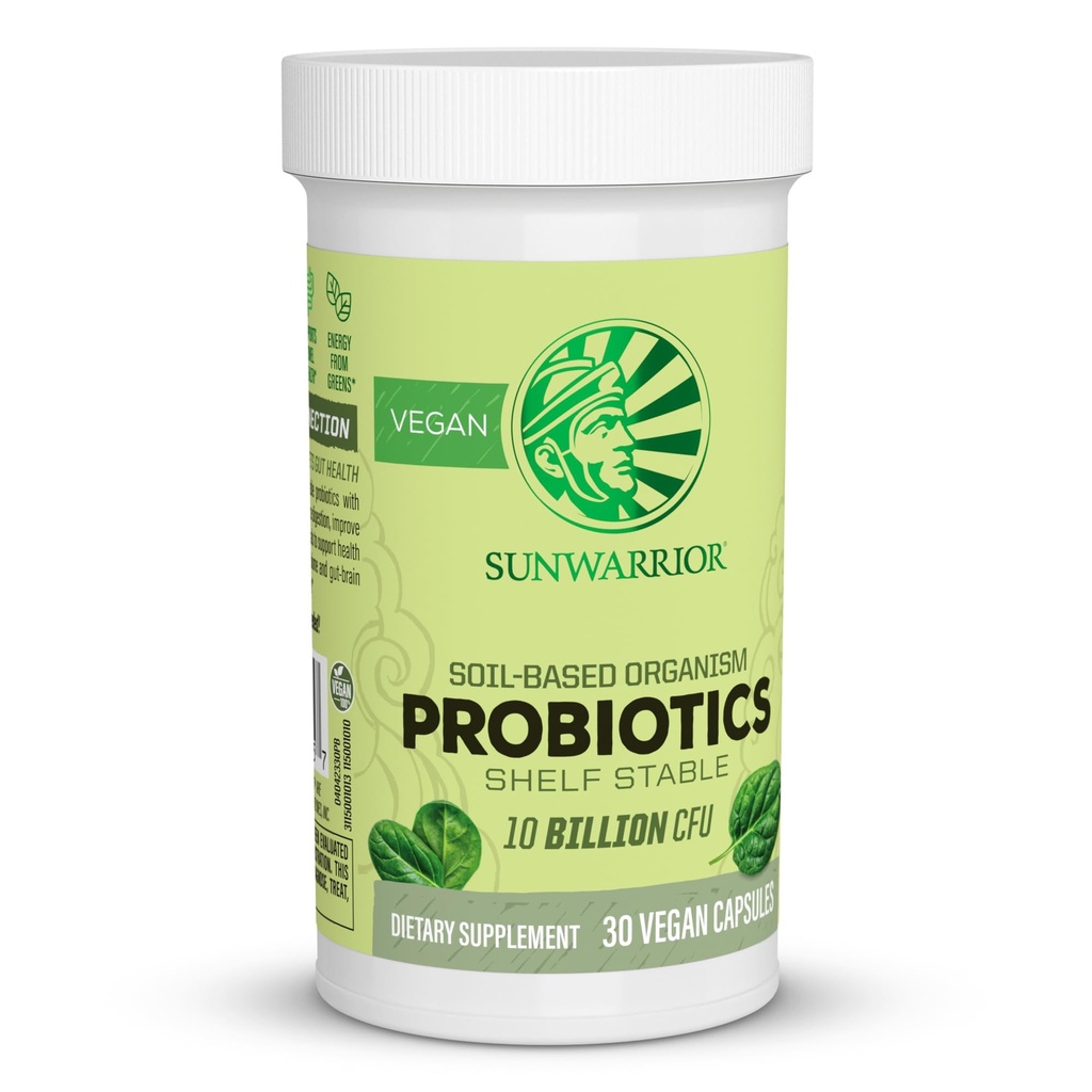 Sunwarrior Probiotics Soil-basierte Vegan Kapseln | 10 Milliarden CFU für Verdauung Soy Kostenlose Gluten Kostenlose Dairy Kostenlose | 30 CT