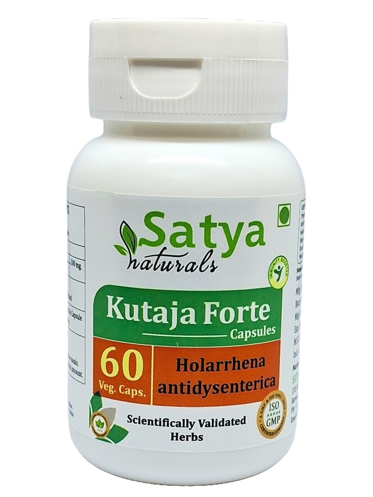 Kutaja Forte Kapseln 500 mg. 60 Veg. Kapsel | Kutaja (Holarrhena Antidysenterica) Extrakt Kapseln für Männer und Frauen | Ayurvedic Kräuterergänzung/Remedies | 10:1 Forte (1 Flasche 60 Kapseln)