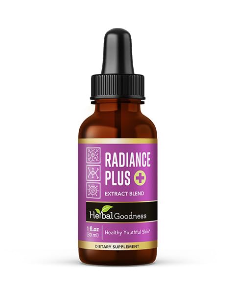 Herbal Goodness Radiance Boost Liquid Collagen 1oz – Vitalproteine Collagen Peptide, Liposomal Glutathione, Haarhautnägel Vitamine für Frauen & Männer – Glow-Enhancing Collagen Liquid Formula