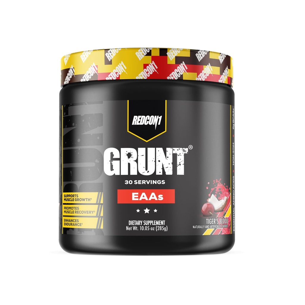 REDCON1 Grunt EAAs, Tiger's Blood - Sugar Free, Keto Friendly Essential Amino Acids Powder - Post-Workout-Pulver mit 9 Aminosäuren zum Trainieren, Recover, Repeat (30 Portionen)