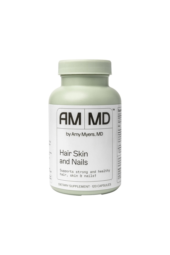 Amy Myers MD Hair Skin and Nails - Unterstützt starkes Haar, Radiant Skin & Gesunde Nägel - L-Proline, Pferdeschwanz, Hyaluronsäure - Glutenfrei - 120 Kapseln (30 Portionen)